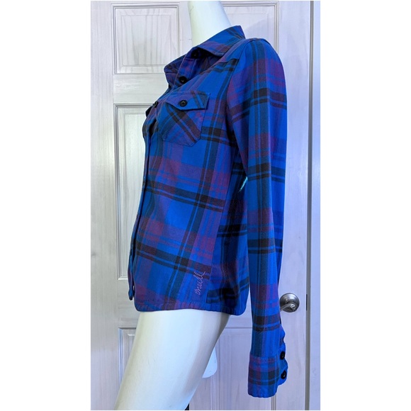 EUC O’Neill Button Flannel Size Medium Gorgeous Blue - Picture 2 of 12